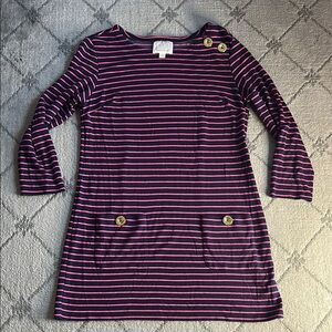 Sail to Sable Navy and Pink Striped Dress